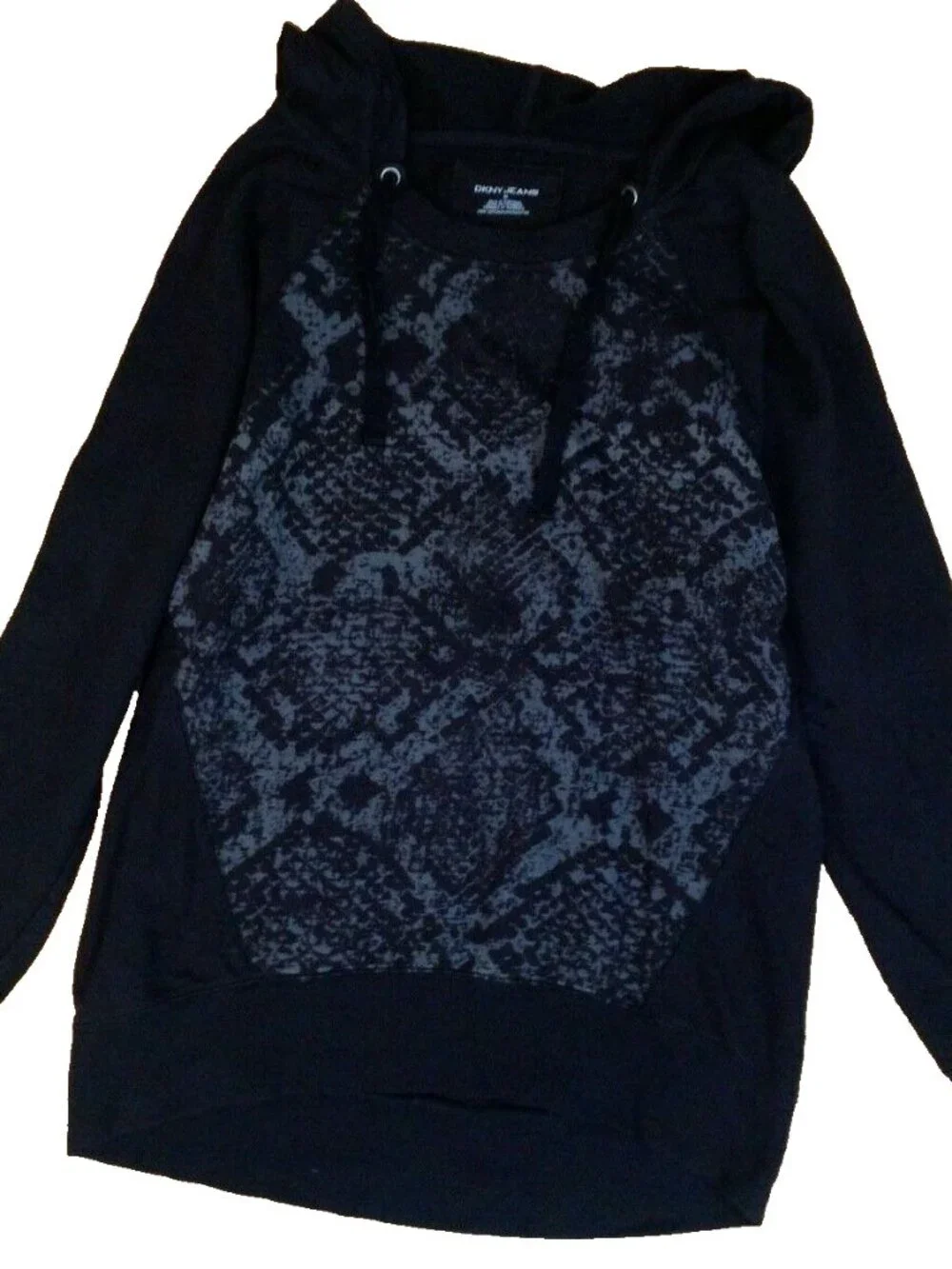 DKNY JEANS HOODIE PULLOVER SWEATSHIRT WOMENS M BLACK LIGHTWEIGHT COTTON